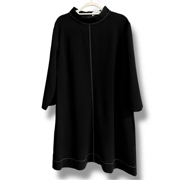 MM LaFleur The Kinsley Dress Everyday Crepe Black Contrast Stitching NWT Size 18 - Picture 2 of 11